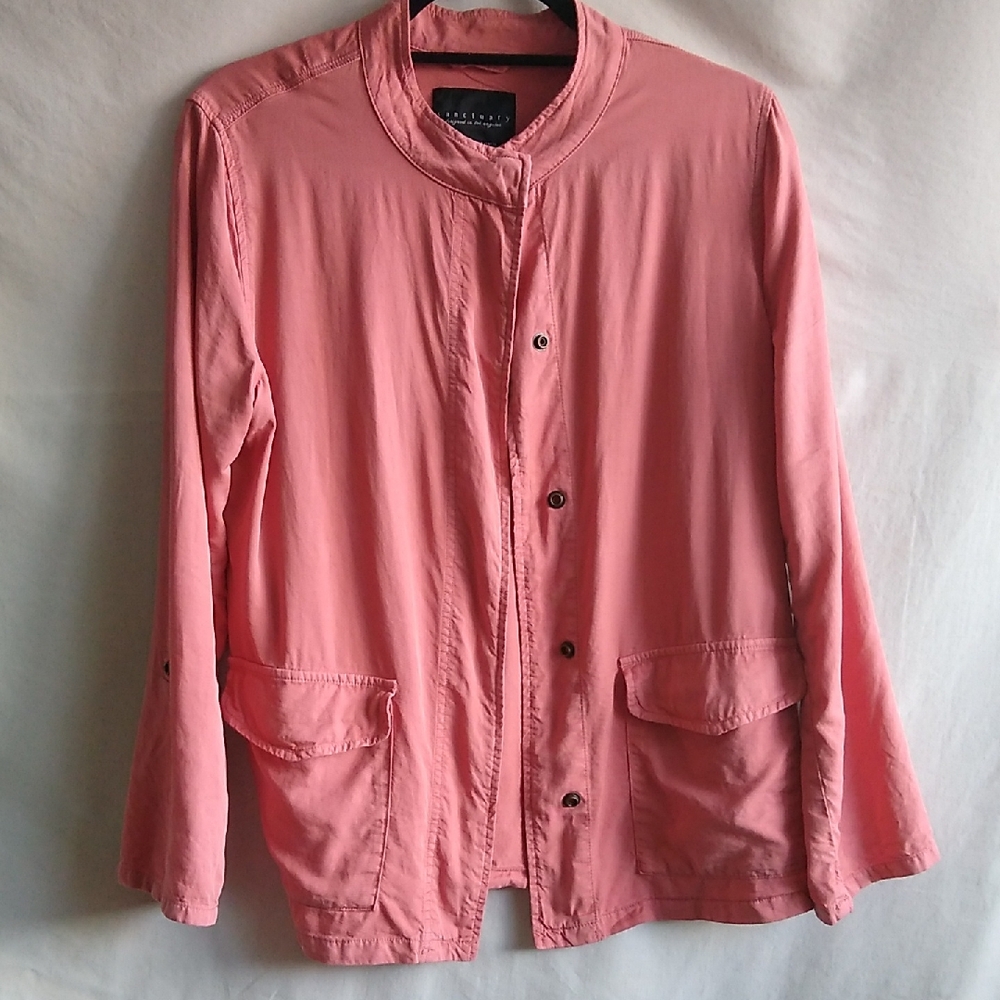 Sanctuary L dusty rose covered snap-front blazer